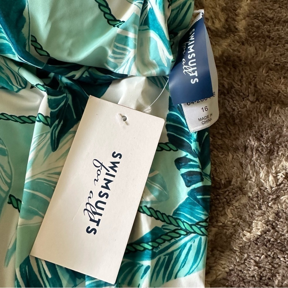 NWT Swimsuits For All Blouson Tankini Swim Top Palm Leaves - Picture 3 of 5